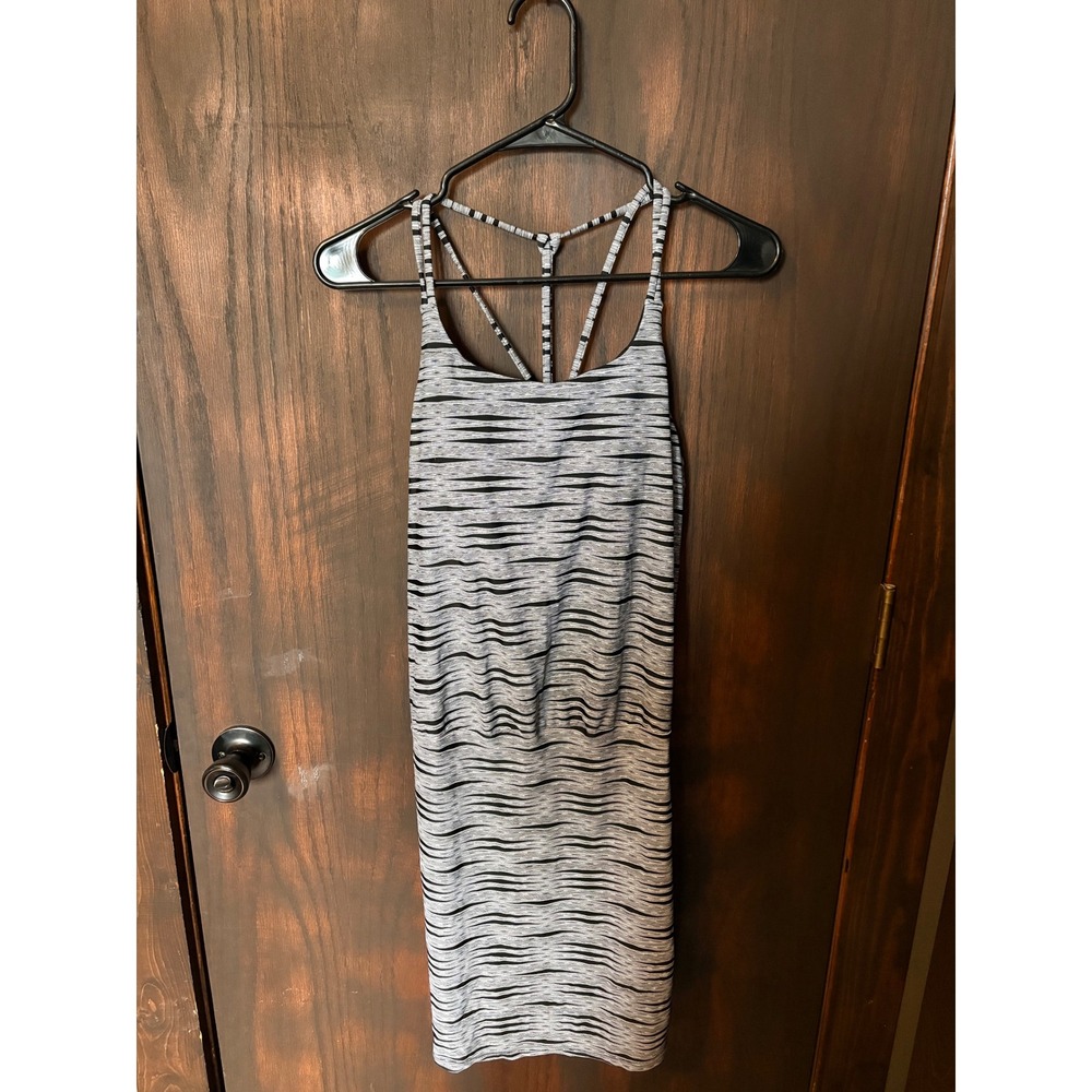 Athleta Womens XS Black White Print Strappy Racerback Active Dress